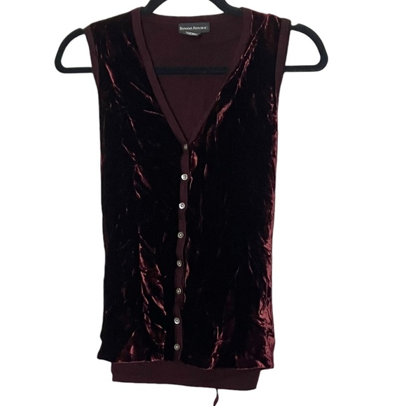 Vintage 90s Banana Republic‎ Velvet and Merino Wool Vest Medium Large - Picture 1 of 5